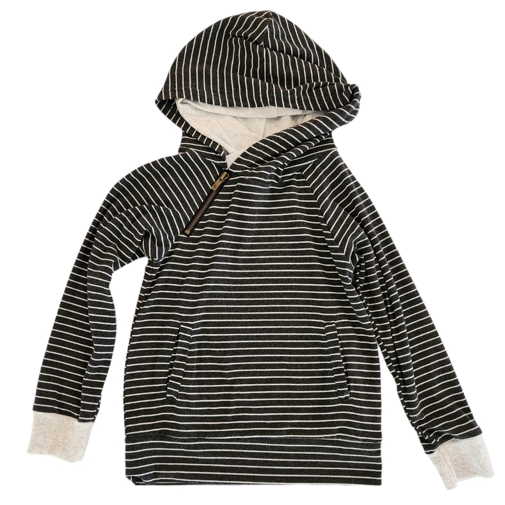 Ampersand Avenue Grey Stripe Double Hoodie Kid's Size Small (8)